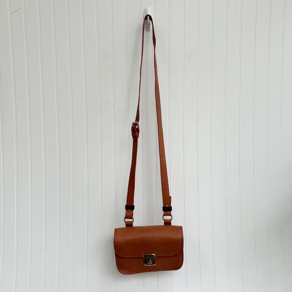 By Malene Birger Accordion Leather Shoulder Bag Brown Tan Crossbody Purse - Picture 2 of 8